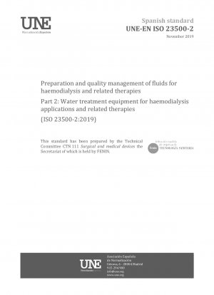 Aufbereitung und Qualitätsmanagement von Flüssigkeiten für die Hämodialyse und verwandte Therapien – Teil 2: Wasseraufbereitungsgeräte für Hämodialyseanwendungen und verwandte Therapien (ISO 23500-2:2019)
