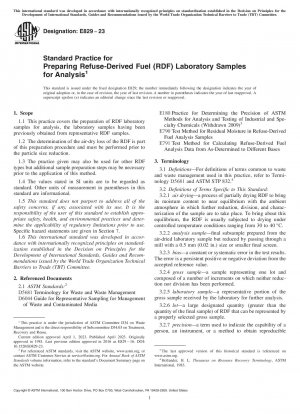 Standardpraxis für die Vorbereitung von Laborproben aus Ersatzbrennstoffen (RDF) für die Analyse