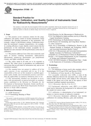 Standardpraxis für die Einrichtung, Kalibrierung und Qualitätskontrolle von Instrumenten, die für Radioaktivitätsmessungen verwendet werden