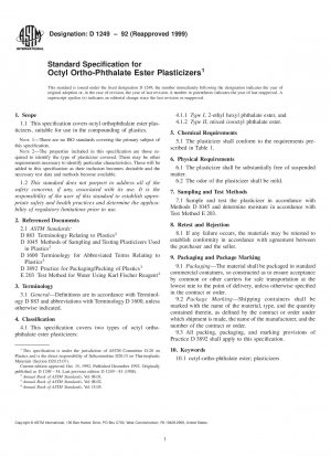 Standardspezifikation für Octyl-Ortho-Phthalatester-Weichmacher