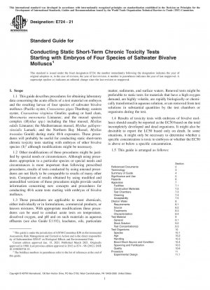 Standardhandbuch für die Durchführung statischer Kurzzeittests auf chronische Toxizität, beginnend mit Embryonen von vier Arten von Salzwassermuscheln