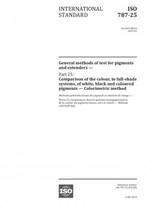 Allgemeine Prüfverfahren für Pigmente und Füllstoffe – Teil 25: Vergleich der Farbe von weißen, schwarzen und farbigen Pigmenten in Volltonsystemen – Kolorimetrisches Verfahren