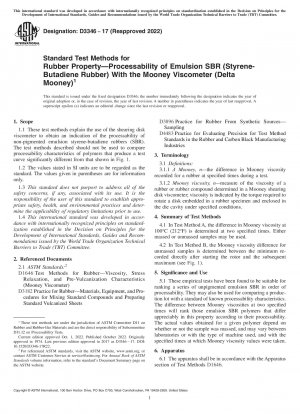 Standardtestmethoden für Kautschukeigenschaften – Verarbeitbarkeit von Emulsions-SBR (Styrol-Butadien-Kautschuk) mit dem Mooney-Viskosimeter (Delta Mooney)