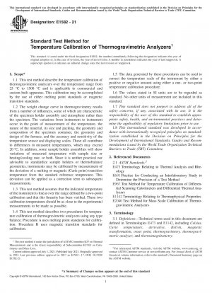 Standardtestmethode zur Temperaturkalibrierung thermogravimetrischer Analysatoren
