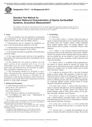 Standardtestmethode für vertikale Rückpralleigenschaften von Sportoberflächen-/Ballsystemen; Akustische Messung