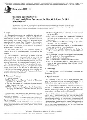 Standardspezifikation für Flugasche und andere Puzzolane zur Verwendung mit Kalk zur Bodenstabilisierung