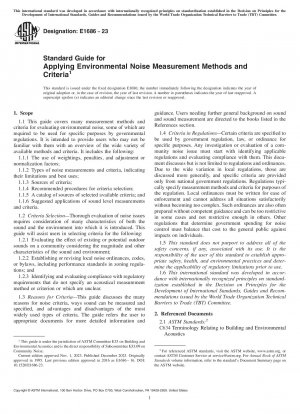 Standardhandbuch für die Anwendung von Methoden und Kriterien zur Messung von Umgebungslärm