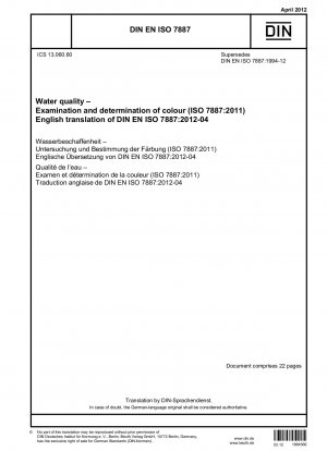 Wasserqualität – Untersuchung und Bestimmung der Farbe (ISO 7887:2011); Deutsche Fassung EN ISO 7887:2011