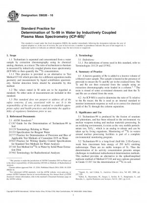 Standardpraxis zur Bestimmung von Tc-99 in Wasser mittels Massenspektrometrie mit induktiv gekoppeltem Plasma (ICP-MS)