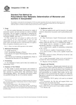 Standardtestmethode für Polyurethan-Rohstoffe: Bestimmung von Monomeren und Isomeren in Isocyanaten