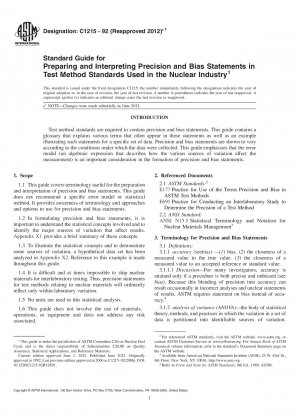 Standardhandbuch für die Vorbereitung und Interpretation von Präzisions- und Bias-Aussagen in Testmethodenstandards, die in der Nuklearindustrie verwendet werden
