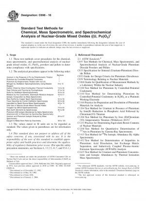 Standardtestmethoden für die chemische, massenspektrometrische und spektrochemische Analyse von Mischoxiden in Kernqualität ((U, Pu)O2)
