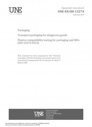 Verpackung – Transportverpackungen für gefährliche Güter – Kunststoffverträglichkeitsprüfung für Verpackungen und IBCs (ISO 13274:2013)