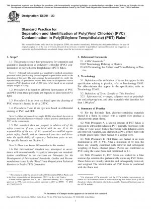 Standardverfahren zur Trennung und Identifizierung von Poly(vinylchlorid) (PVC)-Kontaminationen in Poly(ethylenterephthalat) (PET)-Flocken