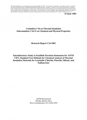 C0871-Standardtestmethoden für die chemische Analyse von Wärmedämmmaterialien auf auslaugbare Chlorid-, Fluorid-, Silikat- und Natriumionen