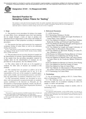 Standardpraxis für die Probenahme von Baumwollfasern zum Testen