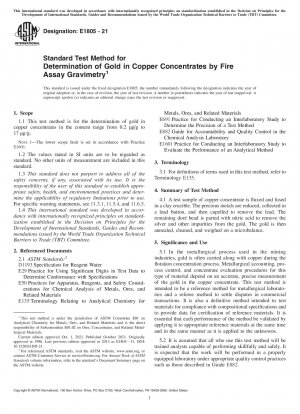 Standardtestmethode zur Bestimmung von Gold in Kupferkonzentraten durch Brandprobengravimetrie