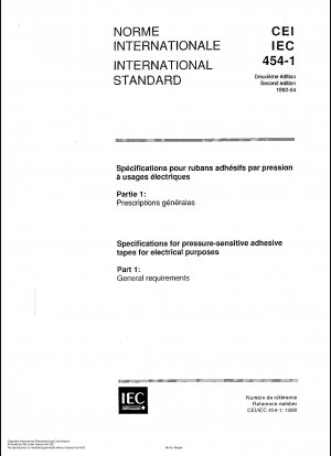 Spezifikationen für Haftklebebänder für elektrische Zwecke; Teil 1: Allgemeine Anforderungen