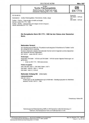 Textilien - Stoffe - Bestimmung von Breite und Länge; Deutsche Fassung EN 1773:1996