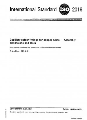 Kapillarlötanschlüsse für Kupferrohre; Montagemaße und Tests