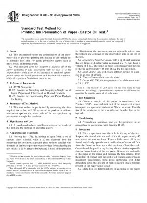 Standardtestmethode für die Druckfarbenpermeation von Papier (Rizinusöltest)