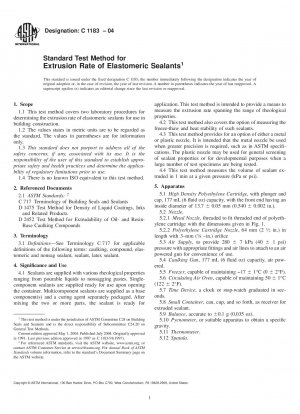 Standardtestmethode für die Extrusionsrate von Elastomerdichtstoffen