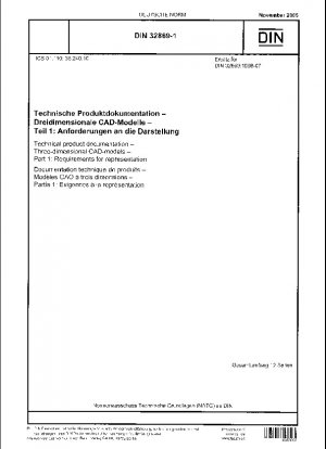 Technische Produktdokumentation - Dreidimensionale CAD-Modelle - Teil 1: Anforderungen an die Darstellung