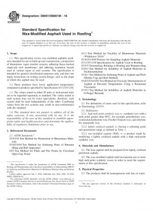 Standardspezifikation für wachsmodifizierten Asphalt zur Verwendung in Dächern