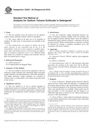 Standardtestmethode zur Analyse von Natriumtoluolsulfonat in Reinigungsmitteln