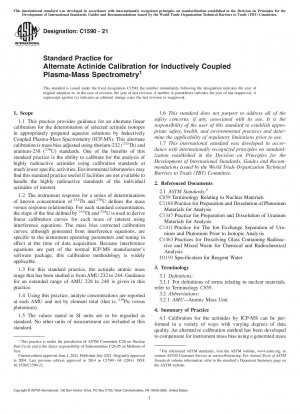 Standardpraxis für die alternative Aktinidkalibrierung für die induktiv gekoppelte Plasma-Massenspektrometrie