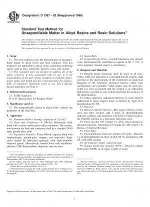 Standardtestmethode für unverseifbare Stoffe in Alkydharzen und Harzlösungen