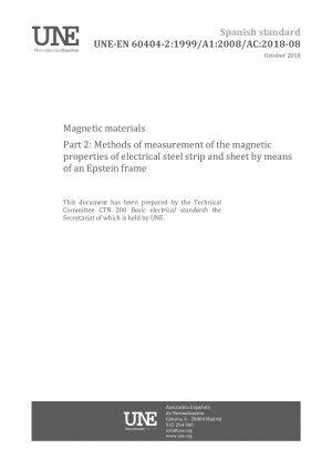 Magnetische Materialien – Teil 2: Methoden zur Messung der magnetischen Eigenschaften von Elektroband und -blechen mittels eines Epstein-Rahmens