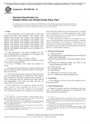 Standardspezifikation für geschweißte Rohre aus Nickel und Nickel-Kobalt-Legierung