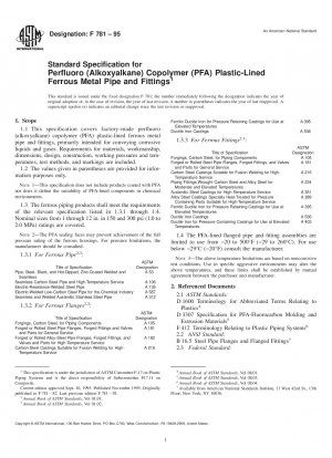 Standardspezifikation für mit Perfluor (Alkoxyalkan) Copolymer (PFA) mit Kunststoff ausgekleidete Rohre und Formstücke aus Eisenmetall