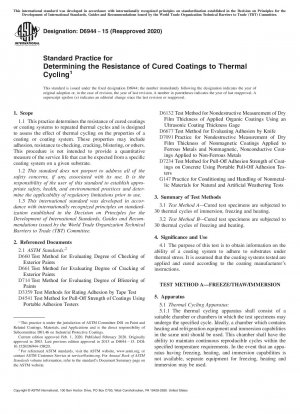 Standardverfahren zur Bestimmung der Beständigkeit von ausgehärteten Beschichtungen gegenüber thermischen Zyklen