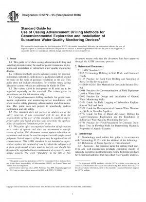 Standardhandbuch für die Verwendung von Casing Advancement-Bohrmethoden für die geoökologische Erkundung und Installation von Geräten zur Überwachung der Wasserqualität unter der Oberfläche