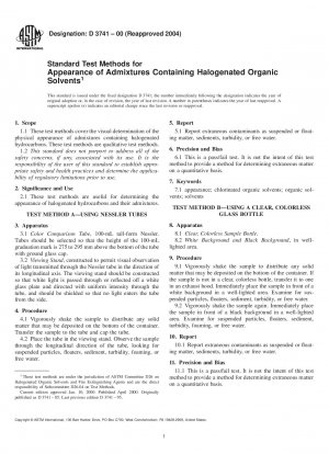 Standardtestmethoden für das Erscheinungsbild von Zusatzstoffen, die halogenierte organische Lösungsmittel enthalten
