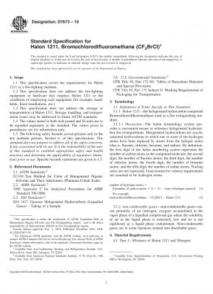 Standardspezifikation für Halon 1211, Bromchlordifluormethan (CF2BrCl)