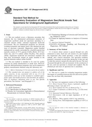 Standardtestmethode zur Laborbewertung von Magnesium-Opferanoden-Testproben für unterirdische Anwendungen
