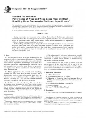 Standardtestverfahren für die Leistung von Boden- und Dachverkleidungen aus Holz und Holzbasis unter konzentrierter statischer Belastung und Stoßbelastung