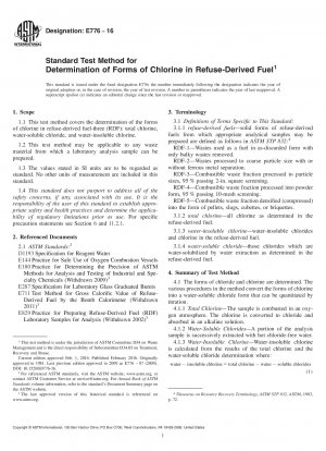 Standardtestmethode zur Bestimmung von Chlorformen in Abfallbrennstoffen