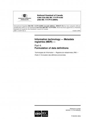 Informationstechnologie – Metadatenregister (MDR) – Teil 4: Formulierung von Datendefinitionen