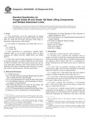 Standardspezifikation für geschmiedete Hebekomponenten aus Stahl der Güteklasse 80 und 100 und geschweißte Befestigungsglieder