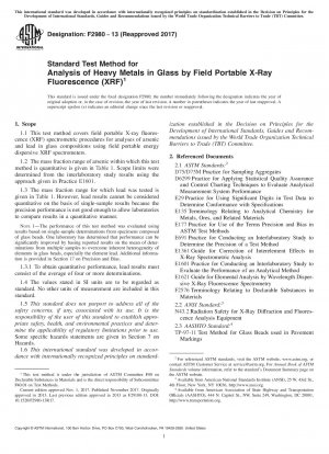 Standardtestmethode zur Analyse von Schwermetallen in Glas mittels tragbarer Röntgenfluoreszenz vor Ort (RFA)