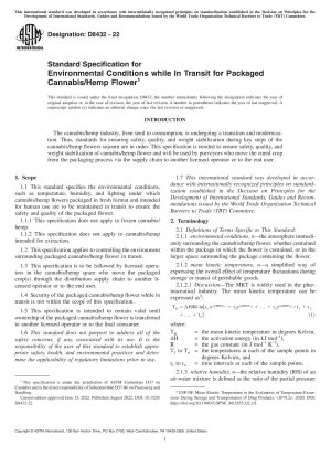 Standardspezifikation für Umgebungsbedingungen während des Transports für verpacktes Cannabis/Hanfblüten