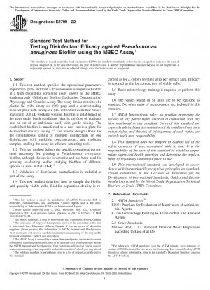 Standardtestmethode zum Testen der Wirksamkeit von Desinfektionsmitteln gegen Pseudomonas aeruginosa-Biofilm mithilfe des MBEC-Assays