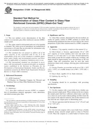 Standardtestmethode zur Bestimmung des Glasfasergehalts in glasfaserverstärktem Beton (GFRC) (Auswaschtest)