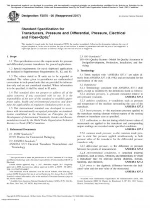 Standardspezifikation für Wandler, Druck und Differenz, Druck, Elektrik und Glasfaser