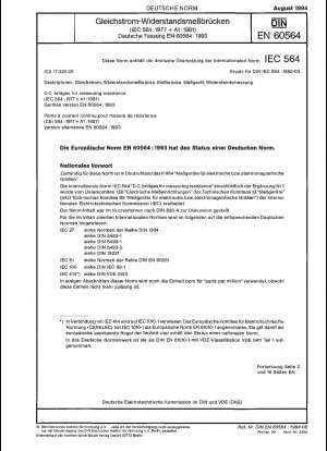 Gleichstrombrücken zur Widerstandsmessung (IEC 60564:1977 + A1:1981); Deutsche Fassung EN 60564:1993