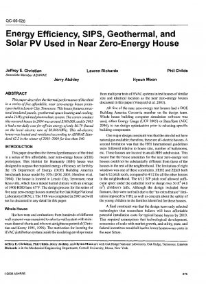Energieeffizienz, SIPS, Geothermie und Solar-PV werden in Niedrigstenergiehäusern eingesetzt